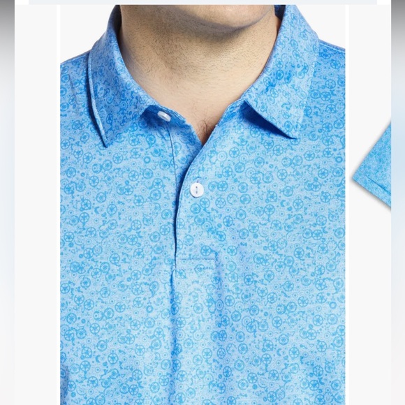 PETER MILLAR XL Watch Print Short Sleeve Performance Polo Bluebell Crown Crafted - Picture 4 of 4